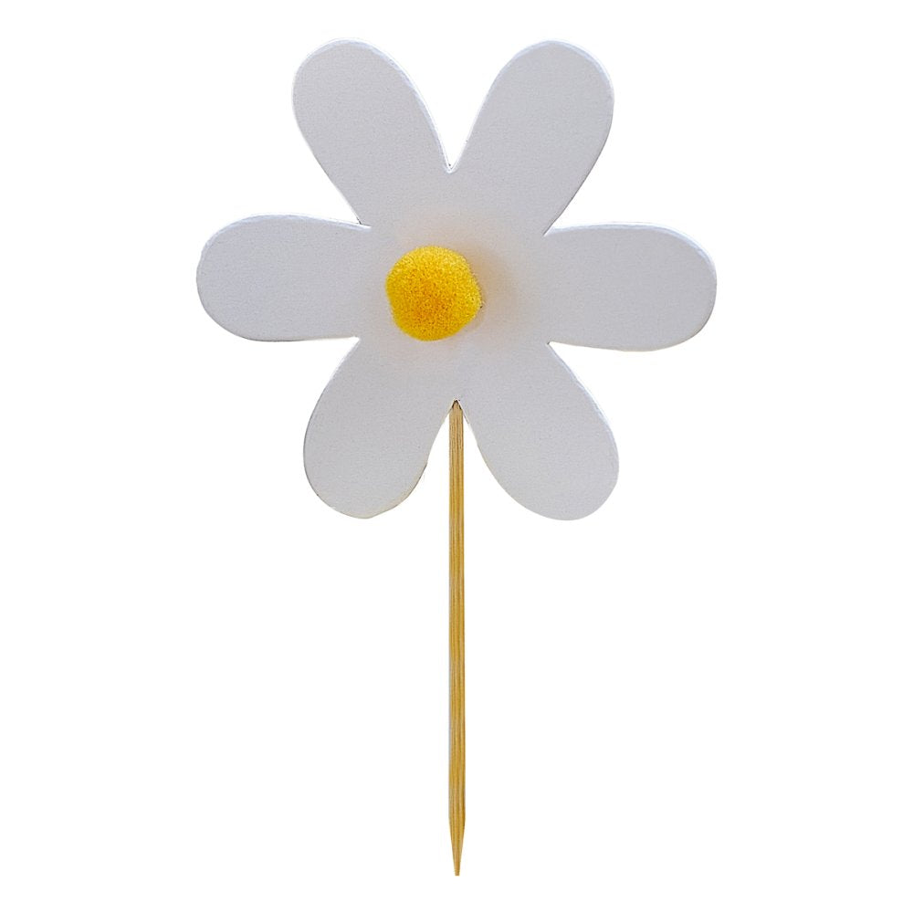 Daisy Card Cupcake Toppers With Pom Poms