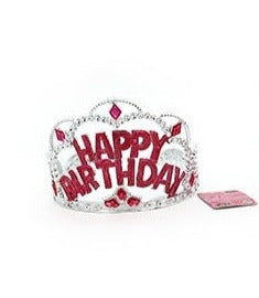 Silver Tiara With Red Happy Birthday 
