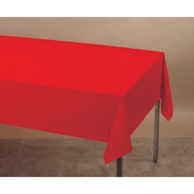 Red Plastic Rectangular Table Cover