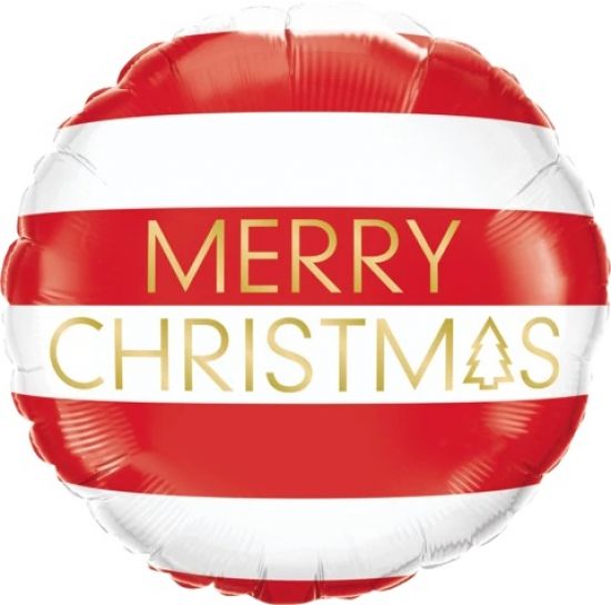 Merry Christmas Red Stripes Foil Balloon