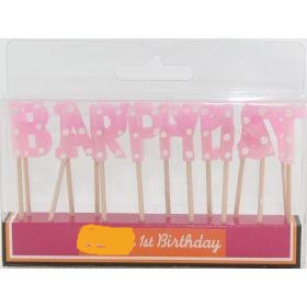 1st Birthday Pink Spot Candle 