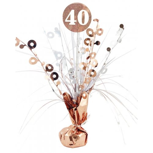 Number 40 Rose Gold & White Centrepiece Weight