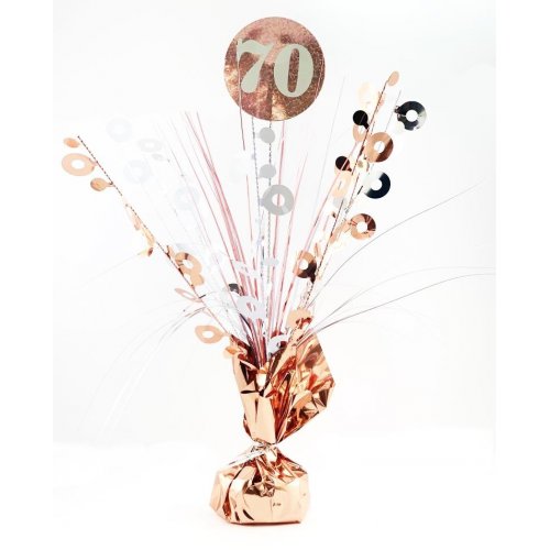 Number 70 Rose Gold & White Centrepiece Weight