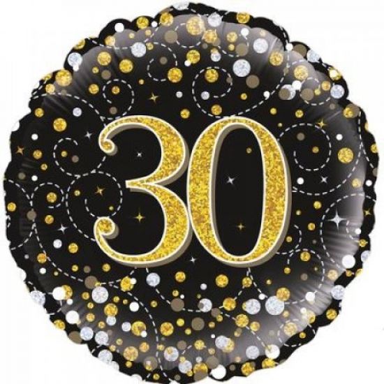 Sparkling Black And Gold Fizz 30 Foil Balloon