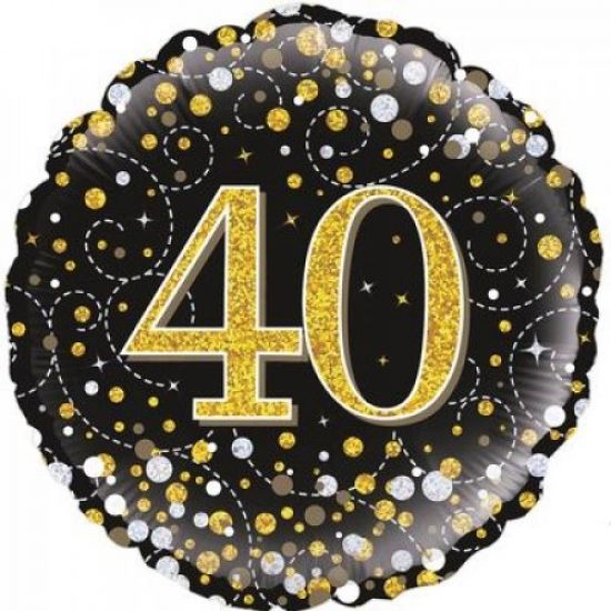 Sparkling Black And Gold Fizz 40 Foil Balloon