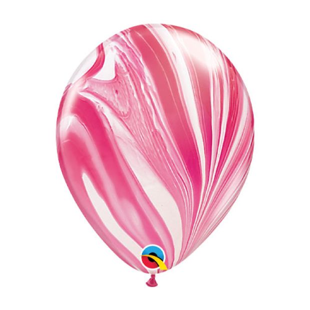 Hot Pink And White Agate Helium Latex Balloon