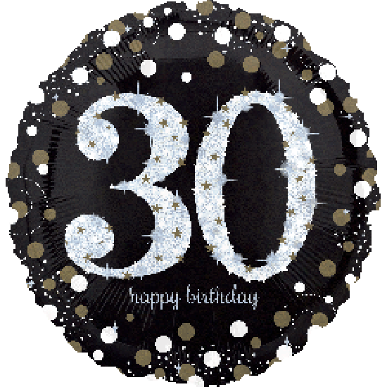 Holographic Sparkling 30 Happy Birthday Foil Balloon