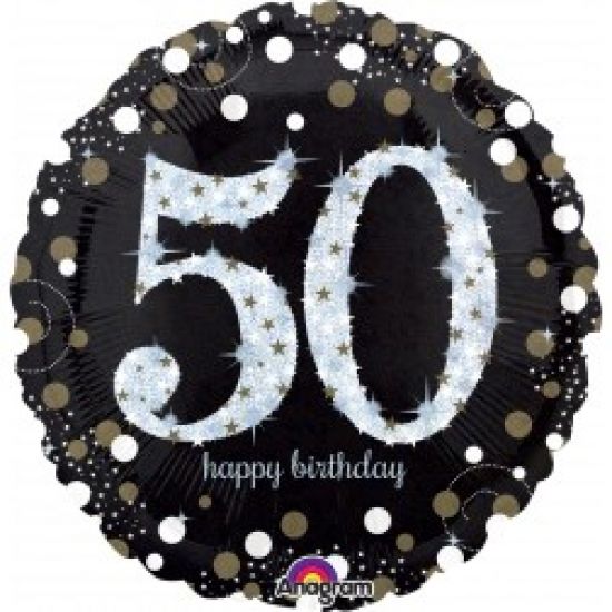 Holographic Sparkling 50 Happy Birthday Foil Balloon