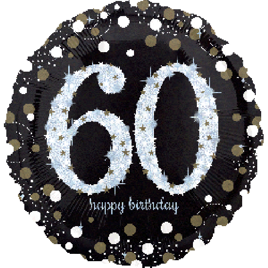 Holographic Sparkling 60 Happy Birthday Foil Balloon