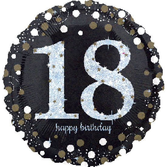 Holographic Sparkling 18 Happy Birthday Foil Balloon
