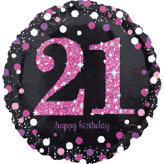 Sparkling Pink 21 Happy Birthday Foil Balloon