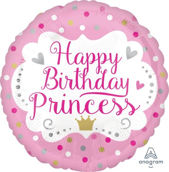 Pink Spot Happy Birthday Princess Foil Balloon