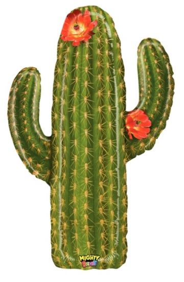 Photographic Cactus With Flowers Foil Balloon Shape