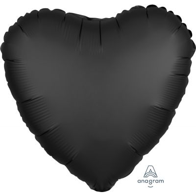 Black Satin Luxe Heart Shaped Foil Balloon