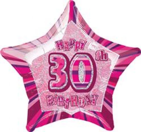 Pink Star Glitz Happy 30th Birthday Foil Balloon