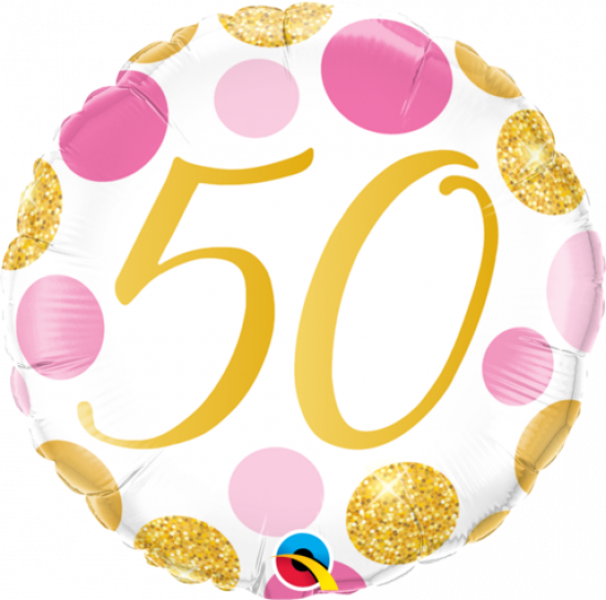 50 Pink & Gold Dots Foil Balloon