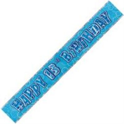 Blue Glitz Happy 13th Birthday Foil Banner