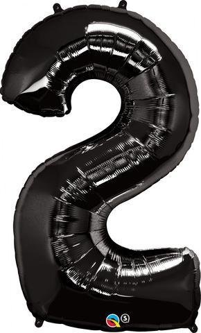 Black Number 2 Two 86cm Foil Balloon 