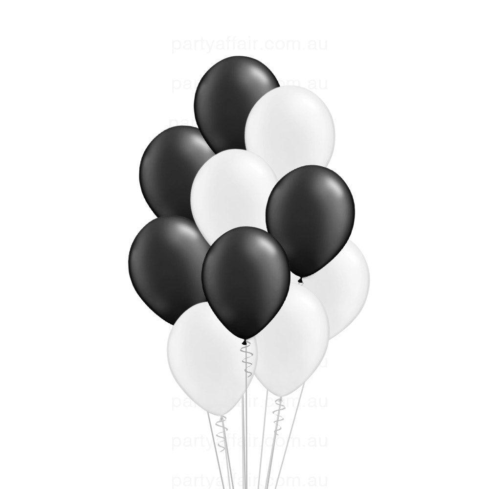 Black & White Latex 10 Balloon Bouquet