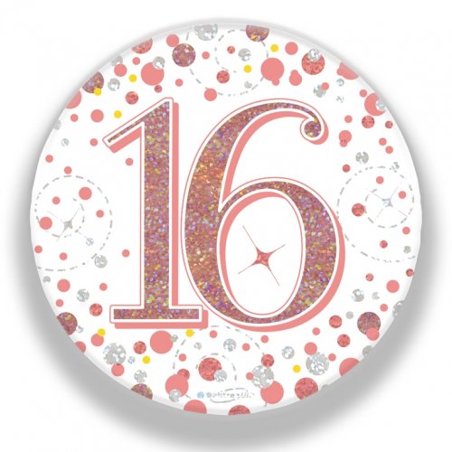 Rose Gold Sparkling 16th Birthday Badge