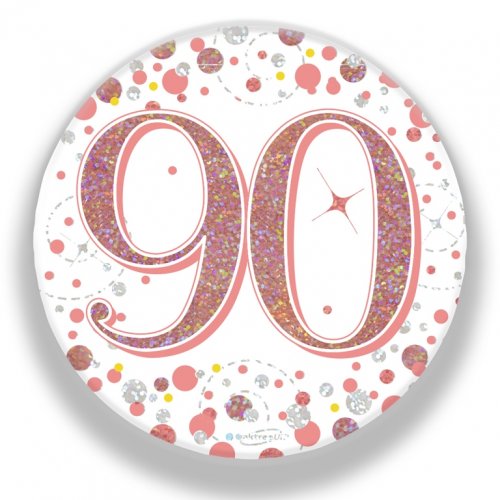 Rose Gold Sparkling 90th Birthday Badge