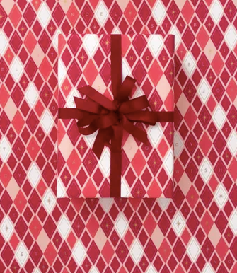 Harlequin Burgundy & Pink Christmas Wrapping Paper