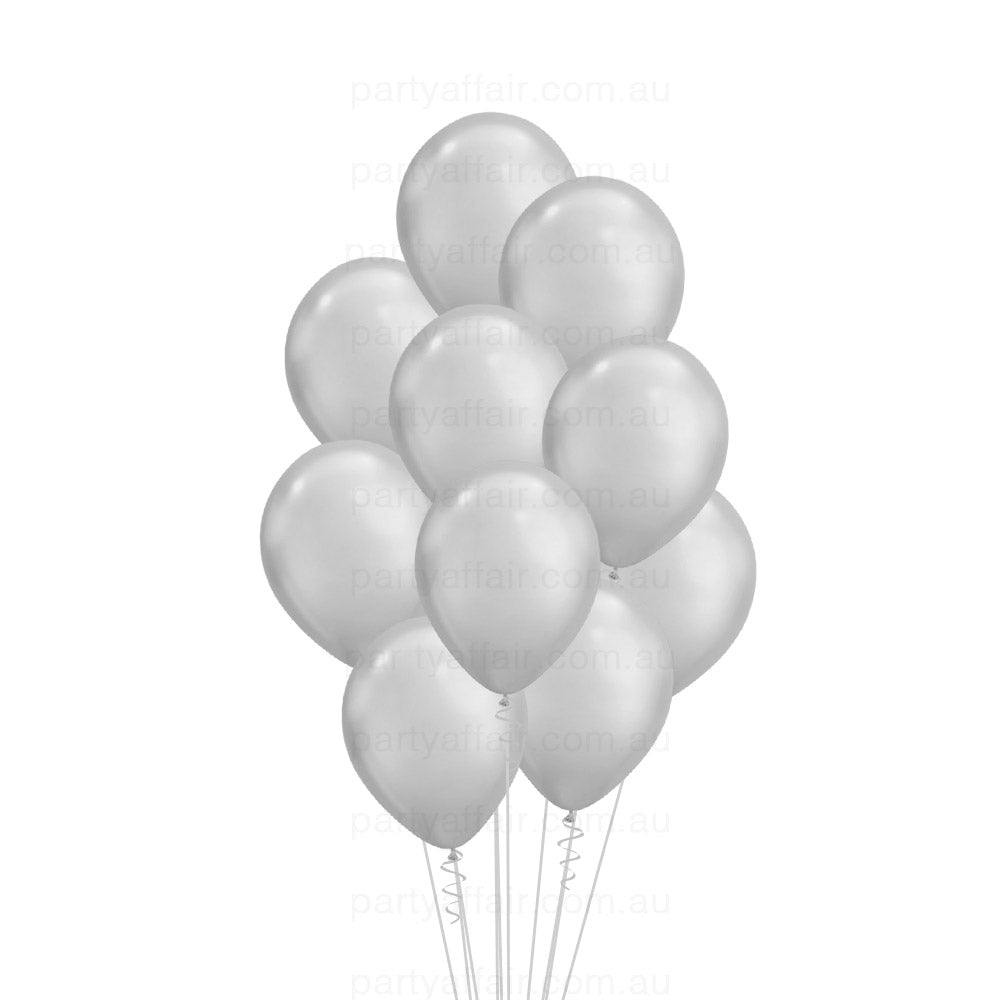Silver Chrome Latex 10 Balloon Bouquet