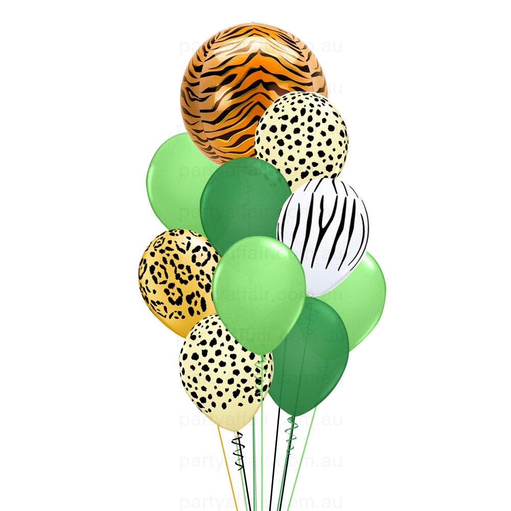 Jungle Jive Tiger Foil Orb Balloon Bouquet