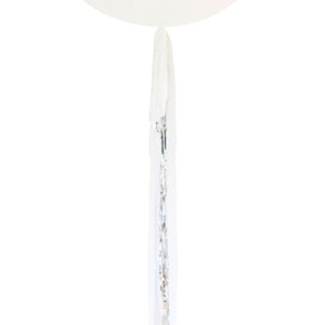 Silver Foil & White Streamer Balloon Tail