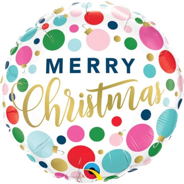 Merry Christmas Dots & Ornaments Foil Balloon