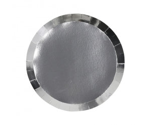 Metallic Silver Round Snack Plates