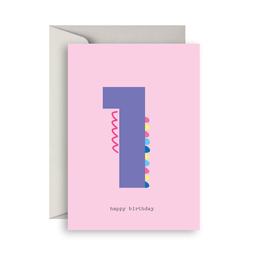 1st Birthday Pink Shapes Greeting Card