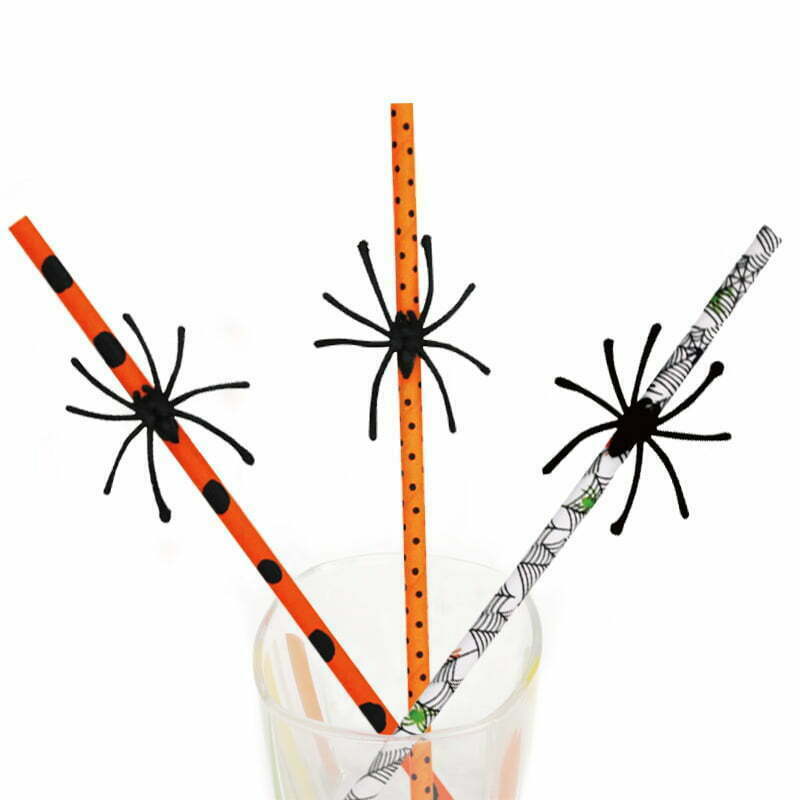 Halloween Spider Paper Straw Mix