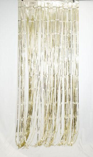 Metallic White Gold Foil Tinsel Curtain