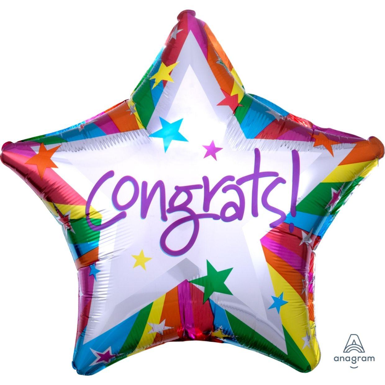 Congrats Rainbow Star Foil Balloon - Party Affair