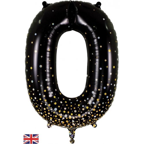 Sparkling Fizz Black Gold Number 0 86cm Foil Balloon - Party Affair