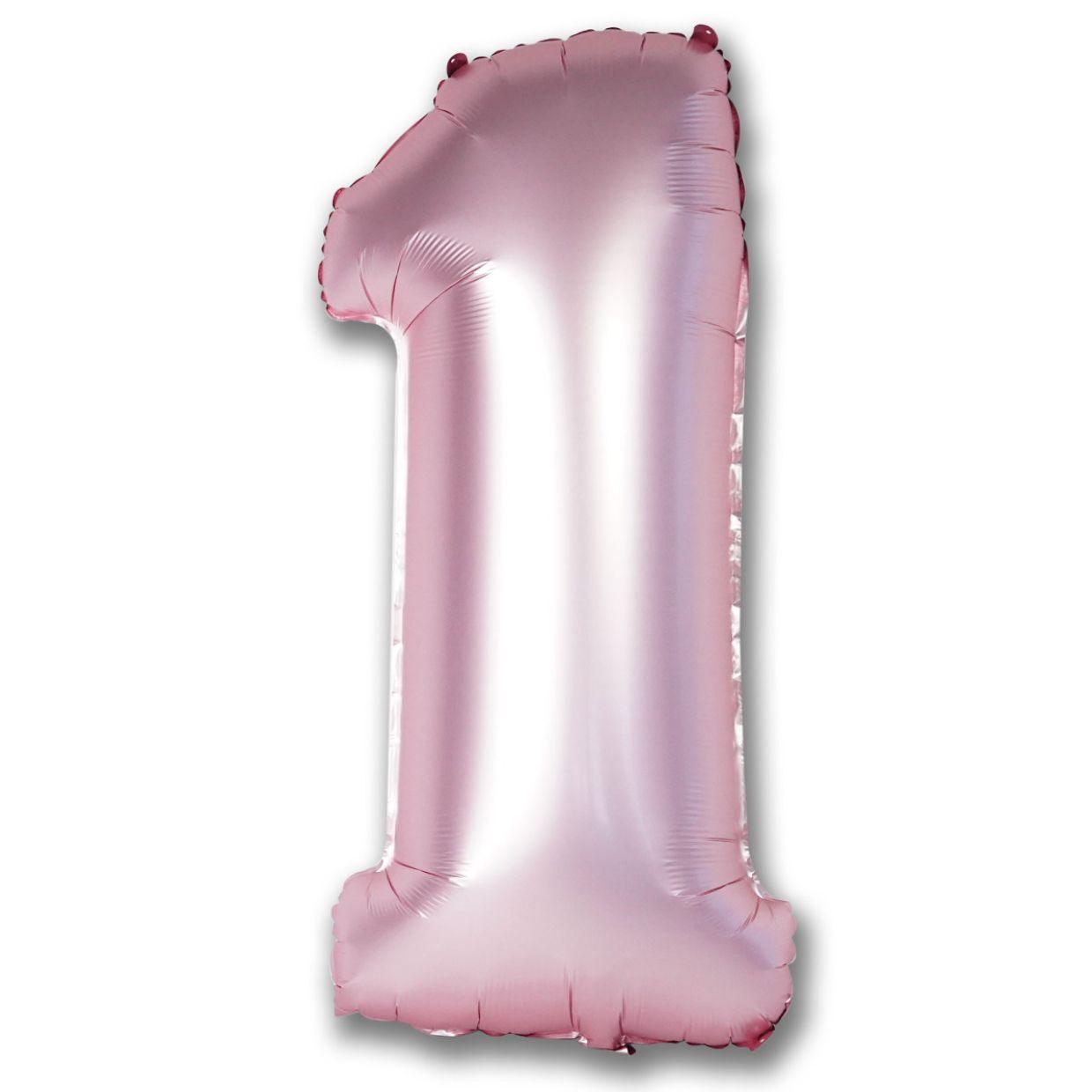 Chrome Light Pink Number 1 One 102cm Foil Balloon - Party Affair