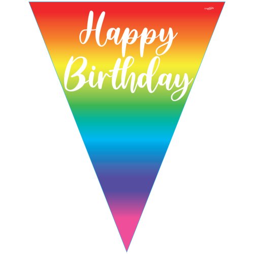 Rainbow Happy Birthday Flag Bunting 3.9m - Party Affair