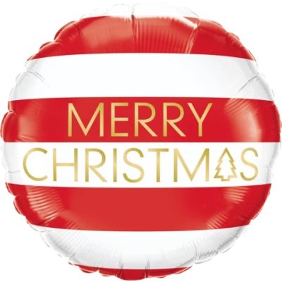 Christmas Red & White Stripes 45cm Foil Balloon