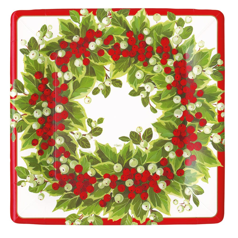 Holly & Berry Wreath Christmas Dinner Plates