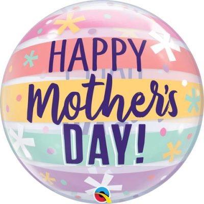 Mother's Day Pastel Stripes Bubble Balloon