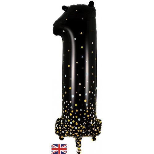 Sparkling Fizz Black Gold Number 1 86cm Foil Balloon - Party Affair