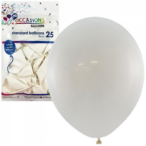 White Standard Latex Balloons - Pack 25 Flat