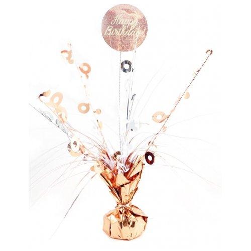 Happy Birthday Rose Gold & White Centrepiece Weight - Party Affair