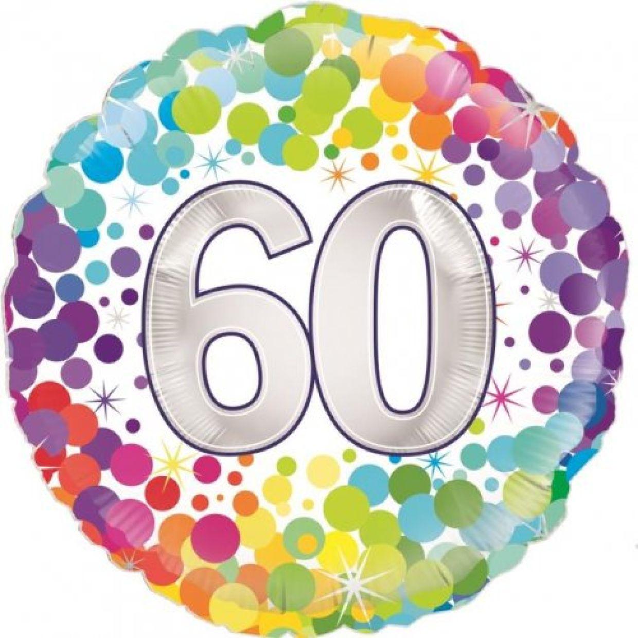 Number 60 Colourful Confetti Foil Balloon - Party Affair