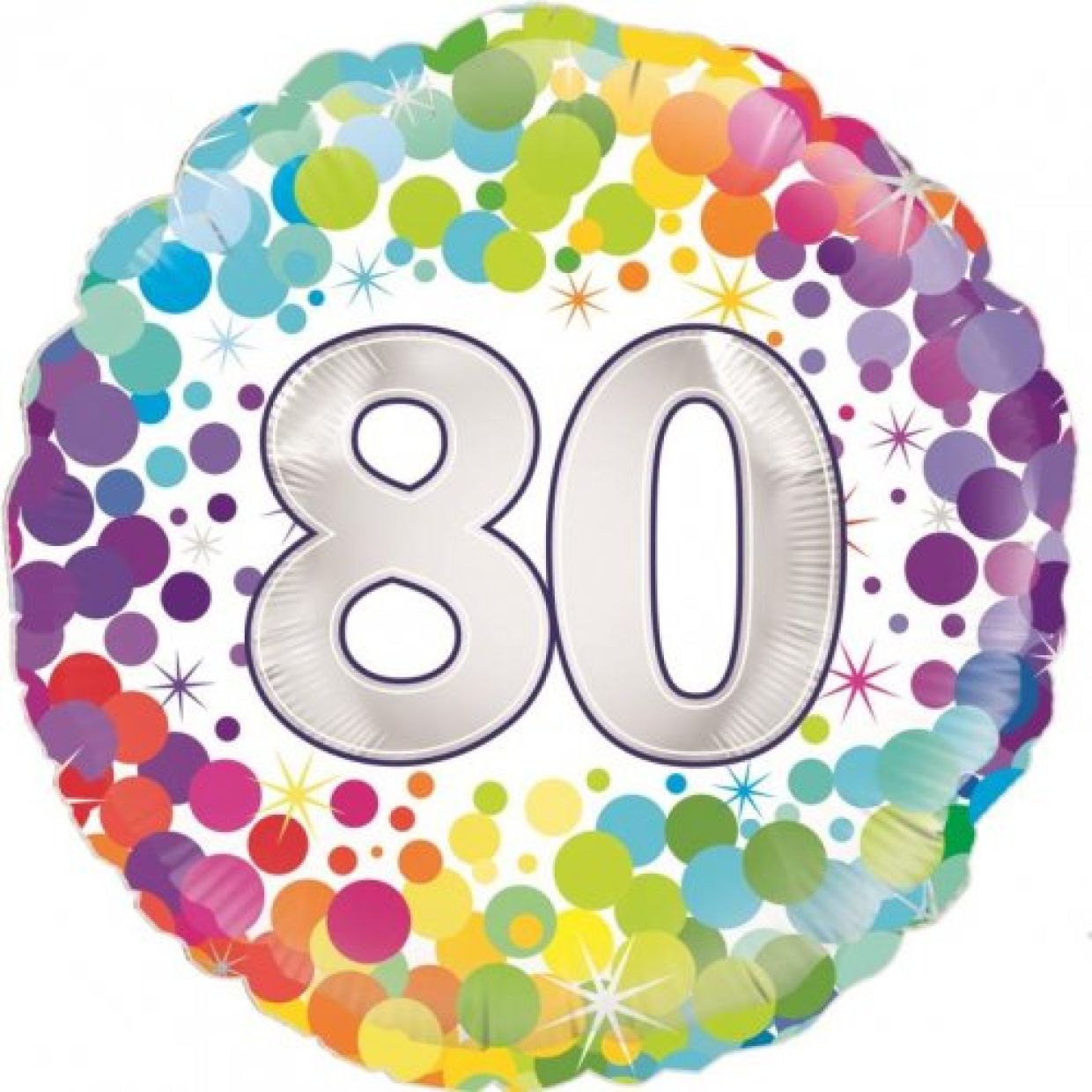 80th Colourful Confetti Foil Balloon - Party Affair