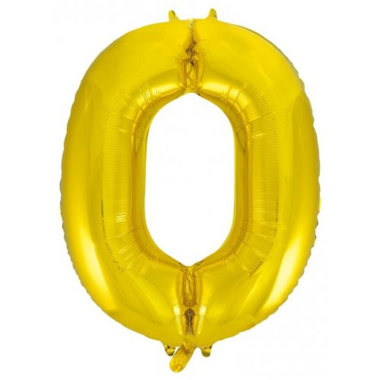 Gold Number 0 Zero 86cm Foil Balloon - Decrotex - Party Affair