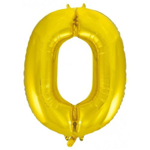 Gold Number 0 Zero 86cm Foil Balloon - Decrotex