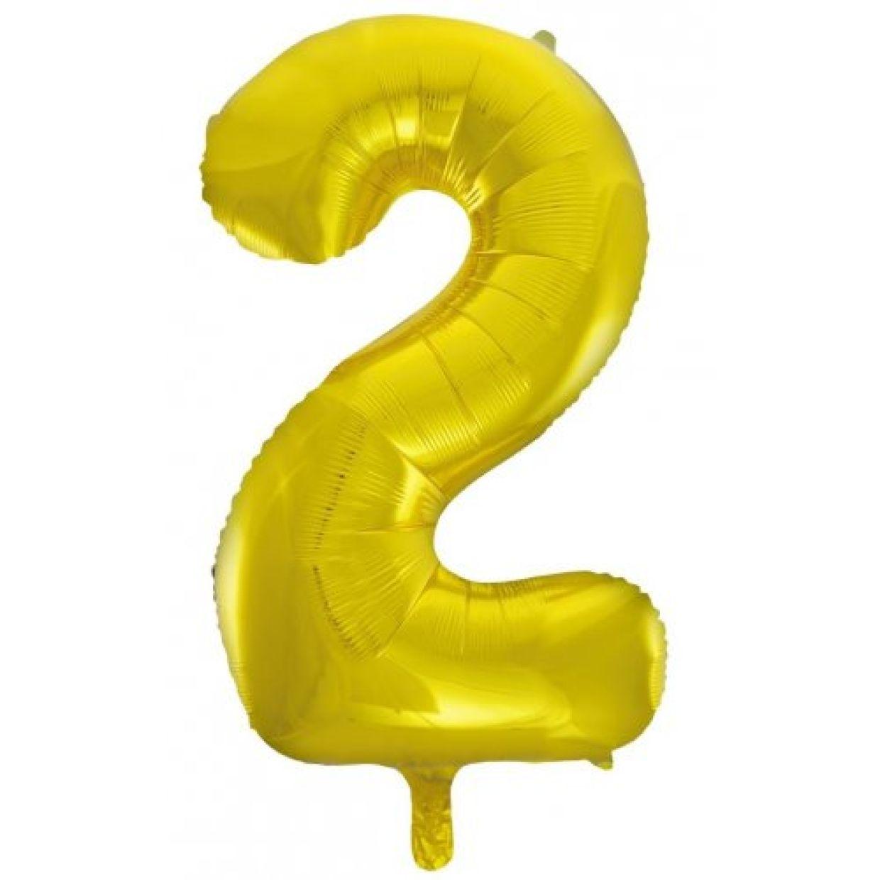 Gold Number 2 Two 86cm Foil Balloon - Decrotex - Party Affair