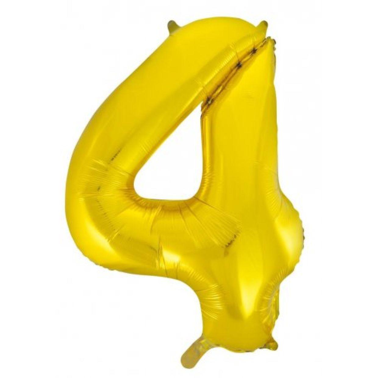 Gold Number 4 Four 86cm Foil Balloon - Decrotex - Party Affair